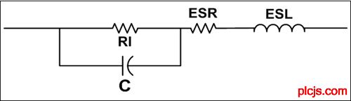 图3：多层陶瓷电容的等效电路。