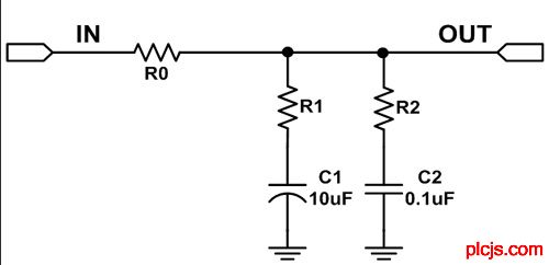 图4：两只电容并联的交流等效电路。